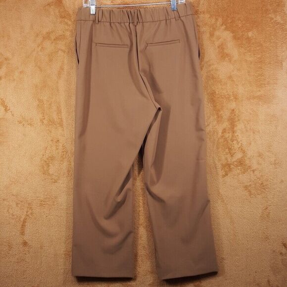 NICOLE MILLER Pants Womens Size 10 Tan Straight Leg Elastic Waist Pocket Trouser - Picture 4 of 9
